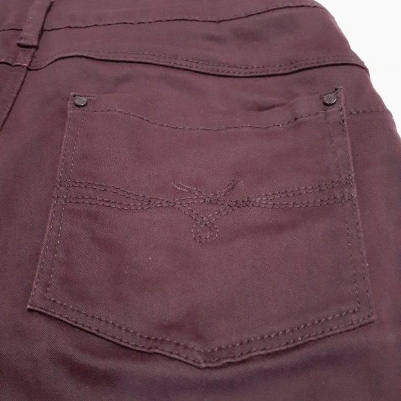Burgundy Wine Color Pull-On Stretch Pants - Picture 2 of 2